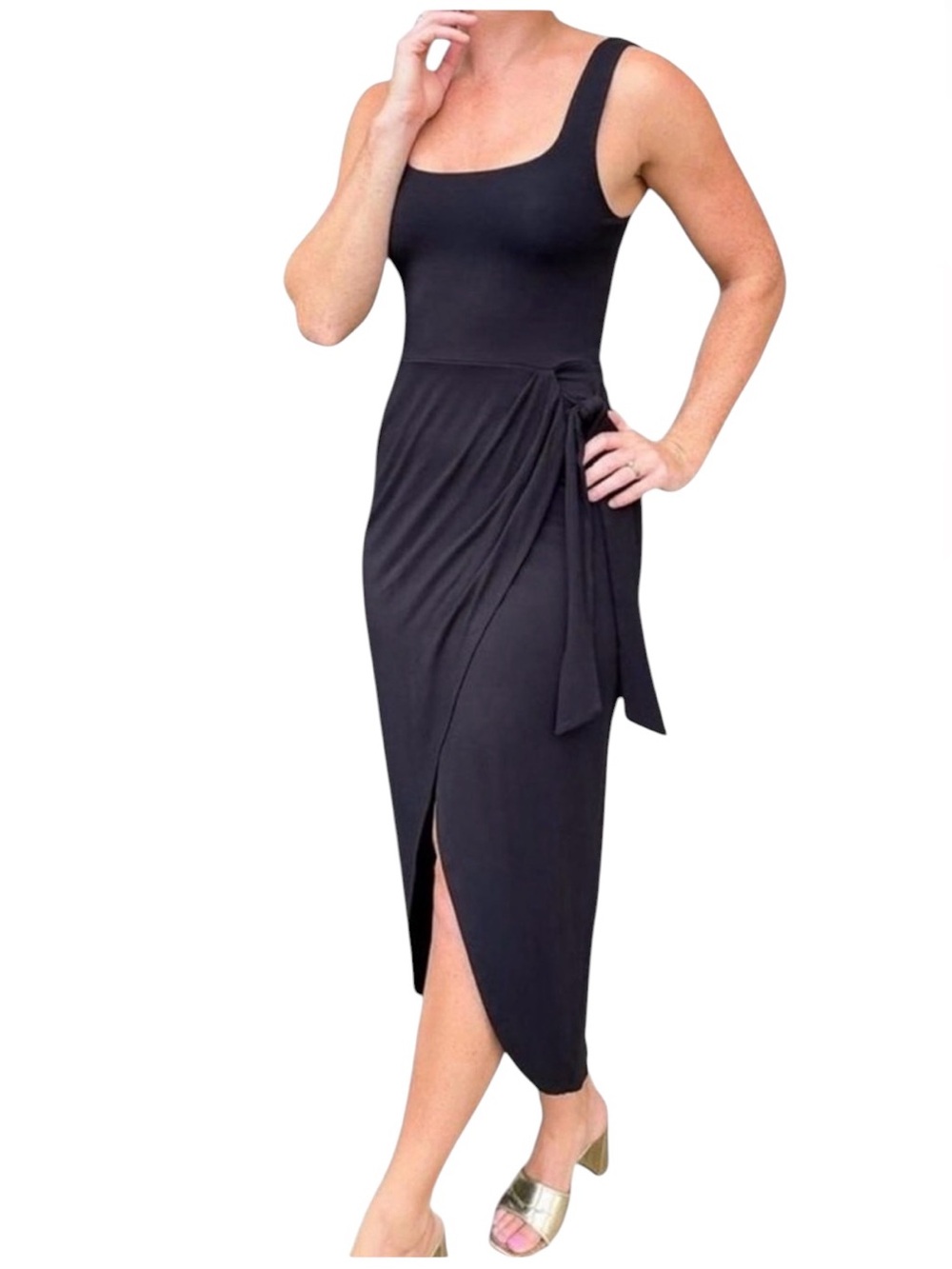 NWT Z Supply Dreamland Black Sleeveless Midi Dress with Side Tie size med